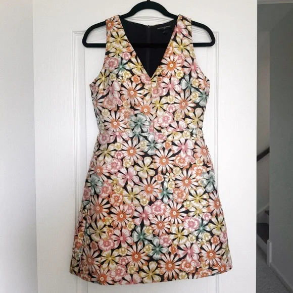 Banana Republic Brocade Iridescent multicolor Floral Dress with Pockets - Picture 1 of 17